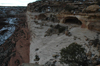 The Yucca Cave Ruin in Canyon del Muerto.<br><i>From the National Park Service:<br>
In 1805 a Spanish punitive expedition under Lt. Antonio Narbona, who later became governor of the Province of New Mexico, fought an all-day battle with a band of Navajos fortified in a rock shelter in Canyon del Muerto. Narbona's official report to the Governor stated that 115 Navajos were killed, including 90 warriors. Because of this, the rock shelter is called Massacre Cave.</i>