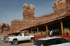 Matt and I stopped for lunch in Bluff, Utah, a small town tucked against the mountain bluffs overlooking the San Juan River. If you go there, you'll want to kayak the river, shop for souveniers at the Navajo Twins Trading Post...