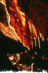 Bacon formation hanging from the cavern walls